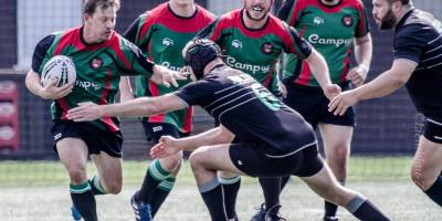 Julius Kompas in full action rugby Slovakia